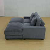 Dark Grey Corduroy 3-Piece Sofa - Double Armrests, High-Density Sponge & Solid Wood - Himpall